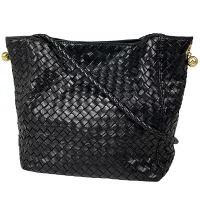 Bottega Veneta Intrecciato Shoulder Bag Hobo Woven Nappa Leather Black